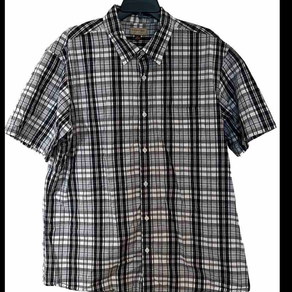 Sonoma Men’s Short Sleeve Button Down w Pkt Blue White Red Sz XL